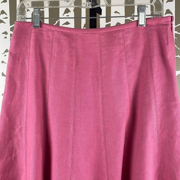 Talbots Pure Irish Linen A-Line Midi Skirt Bubblegum Pink 6 - Picture 2 of 10